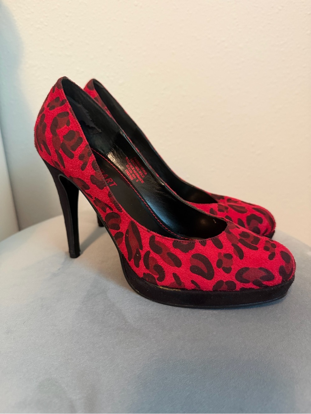 Colin Stuart Red Leopard Print Platform Stiletto Pumps